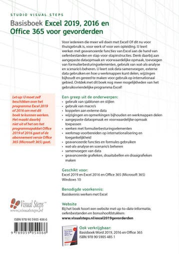 Basisboek Excel 2019, 2016 en Office 365 voor gevorderden, Verzenden, Gelezen, Studio Visual Steps
