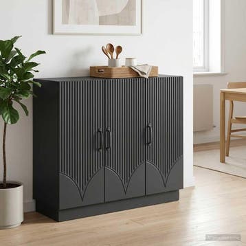 vidaXL Dressoir Zwart 89 x 34,5 x 77 cm Bewerkt hout, Verzenden, Nieuw, Overige houtsoorten, Minder dan 50 cm
