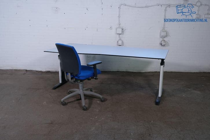 Tweedehands cockpit bureau Lensvelt links grijs 200x80/90 cm, Huis en Inrichting, Bureaus, Gebruikt, Overige merken, Overige typen
