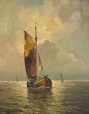 Eduard Nowak (1921) - Sailing Boat, Antiek en Kunst