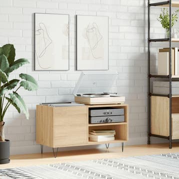 vidaXL Platenkast 85x38x48 cm bewerkt hout sonoma, Verzenden, Nieuw
