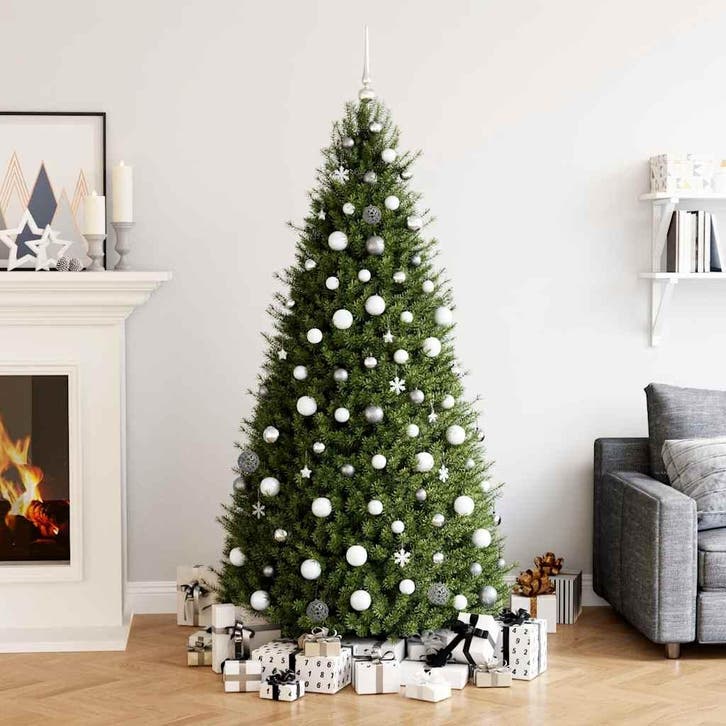 vidaXL 111-delige Kerstballenset polystyreen wit en grijs, Diversen, Kerst, Nieuw, Verzenden