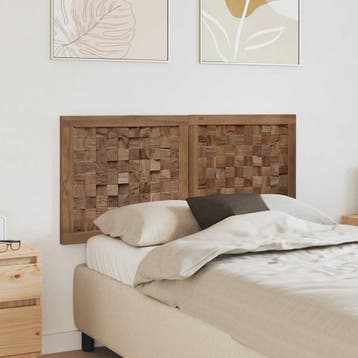 vidaXL Bed Hoofdbord Naturel Massief Teakhout, Verzenden, Nieuw, Bruin, Hout