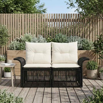 vidaXL Tuinbank 2-Aantal zitplaatsen Zwart poly rattan, Verzenden, Nieuw, Rotan