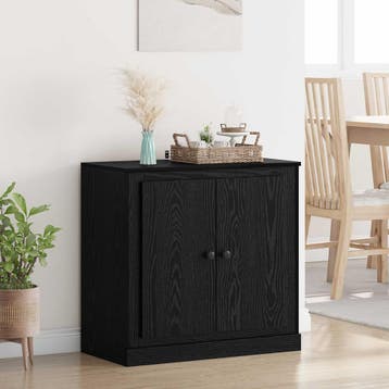 vidaXL Dressoir 70 x 35,5 x 67,5 cm Zwart Eiken Bewerkt hout, Huis en Inrichting, Minder dan 50 cm, Verzenden, Nieuw, Minder dan 100 cm