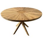 Cairo dining tuintafel 130 cm rond teakhout, Tuin en Terras, Tuintafels, Ophalen of Verzenden, Nieuw, Teakhout