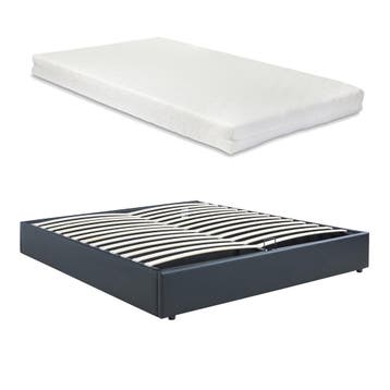 Tweepersoonsbed Nola met matras kunstleer 200x160 cm zwart [, Verzenden, Nieuw