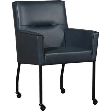 Set van 10 Leren eetkamerstoelen Lucky - Granada Blue, Ophalen of Verzenden, Nieuw, Leer