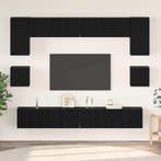vidaXL Tv-meubelset Wandgemonteerd 8 pcs Zwart Eiken Bewerkt, Huis en Inrichting, Kasten | Televisiemeubels, Minder dan 50 cm