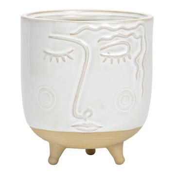 Bloempot met gezicht van porselein wit/beige (B/H/D) 11x1..., Verzenden, Nieuw