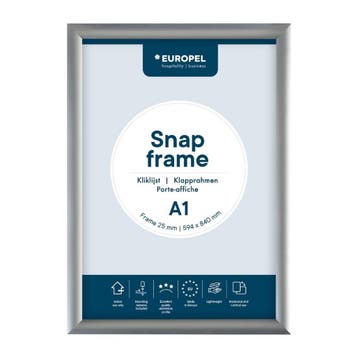 Europel Snap Frame A1 25mm Zilver, Verzenden