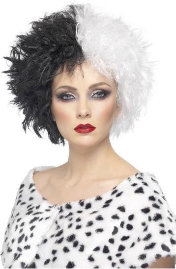Cruella damespruik voor Halloween - Verkleedpruik - One, Ophalen of Verzenden, Nieuw