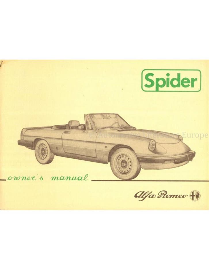 1983 ALFA ROMEO SPIDER INSTRUCTIEBOEKJE ENGELS, Auto diversen, Handleidingen en Instructieboekjes