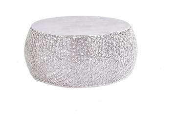 Ronde salontafel ABSTRACT BLAD 75cm antiek zilver metaal, Ophalen of Verzenden, Nieuw