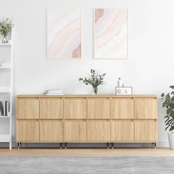 vidaXL Dressoirs 3 st bewerkt hout sonoma eiken, Verzenden, Nieuw, Overige houtsoorten