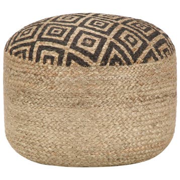 vidaXL Poef handgemaakt 45x30 cm jute zwart, Verzenden, Nieuw