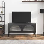 Tv-meubel 105x35x50 cm glas en staal zwart, Verzenden, Nieuw