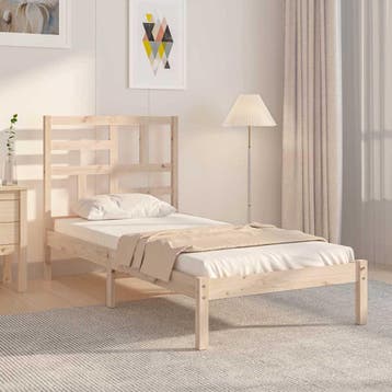 vidaXL Bedframe massief hout 75x190 cm, Eenpersoons, Bruin, Verzenden, Nieuw