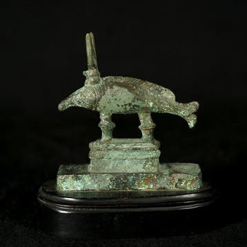 Oude Egypte, Ptolemeïsch Brons Oxyrhynchus-vis, 8 x 8 cm