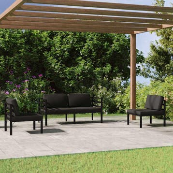 vidaXL 4-delige Loungeset met kussens aluminium, Tuin en Terras, Tuinsets en Loungesets, Verzenden, Nieuw, Aluminium, Loungeset