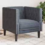 Fauteuil Chesterfield - Fluweel Grijs | Retourdeal 41%, Huis en Inrichting, Fauteuils, Minder dan 75 cm, Chesterfield, Ophalen of Verzenden