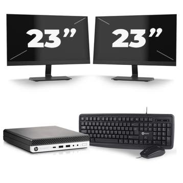 HP EliteDesk 800 G5  -   i5-9e  - 8GB  - 256GB  + 2x 23 inch, Qwerty, Verzenden, Refurbished, 9e Generatie