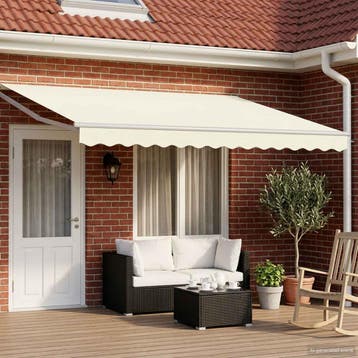 vidaXL Elektrisch Uittrekbaar Zonnescherm Crème en Wit 4,5 ×, Verzenden, Nieuw