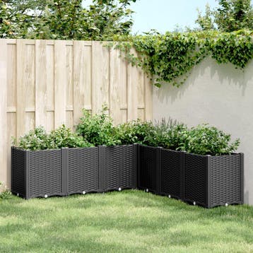 vidaXL Plantenbak 160x160x53 cm polypropeen zwart, Verzenden, Nieuw, Kunststof