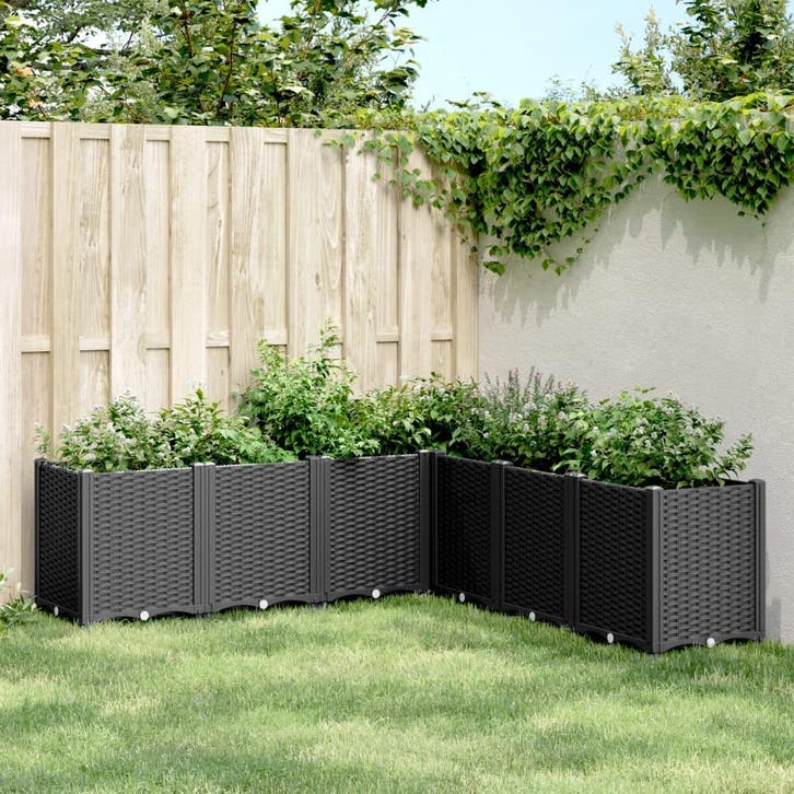 vidaXL Plantenbak 160x160x53 cm polypropeen zwart, Tuin en Terras, Bloembakken en Plantenbakken, Nieuw, Kunststof, Verzenden