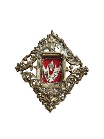 Reliekhouder - Brons, Gouden cartouche, Glas - 20e eeuw -