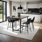 Barkruk Siera met rugleuning - Fluweellook zwart/zwart, Set, Verzenden, Nieuw