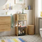 Badkamerrek Kydesby bamboe 83x39x30 cm naturel en grijs [en., Huis en Inrichting, Badkamer | Badkamermeubels, Verzenden, Nieuw