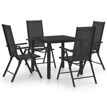 vidaXL 5-delige Tuinset aluminium zwart, Verzenden, Nieuw, Aluminium, Tuinset