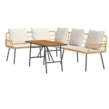 vidaXL Tuinbankenset 2 st Beige poly rattan, Verzenden, Nieuw, Rotan, 2 zitplaatsen