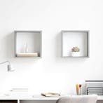vidaXL Wandschappen kubus 2 st 30x15x30 cm betongrijs, Verzenden, Nieuw
