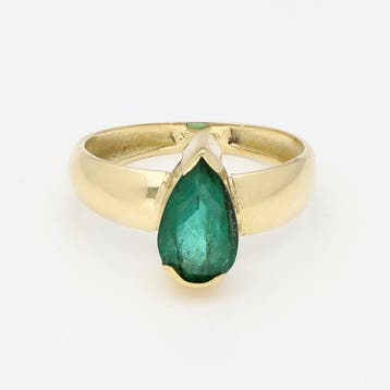 Ring - 14 karaat Geel goud Smaragd, Nieuw
