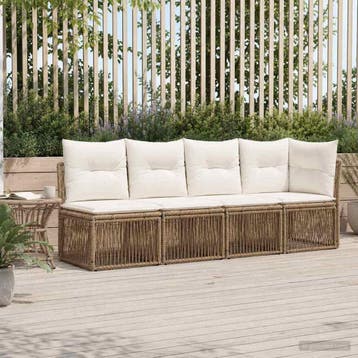 vidaXL 4-Zits Sofa met Linkerarm 4 st 4-Aantal zitplaatsen, Verzenden, Nieuw, Rotan, 4 zitplaatsen
