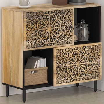 vidaXL Bijzetkast 80x33x75 cm massief mangohout, Huis en Inrichting, Kasten | Buffetkasten, Verzenden, Nieuw, 50 tot 100 cm, Minder dan 100 cm