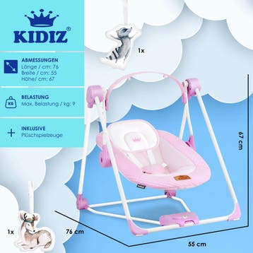 Wipstoel - Babyschommel - Baby Swing -  max 9kg - Roze - KID, Verzenden, Zo goed als nieuw