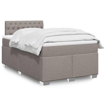 vidaXL Boxspring met matras stof taupe 120x190 cm, Huis en Inrichting, Slaapkamer | Bedden, Verzenden, Nieuw, 190 cm of minder
