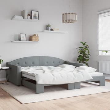 vidaXL Slaapbank met onderschuifbed 100x200 cm stof, 100 cm, Eenpersoons, Verzenden, Nieuw