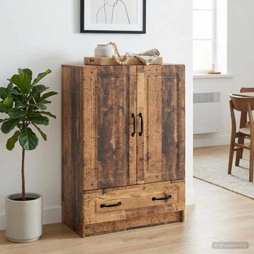 vidaXL Dressoir met lade Oud hout 66 x 34,5 x 92 cm Bewerkt, Verzenden, Nieuw, Overige houtsoorten, Minder dan 50 cm