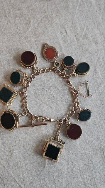 Bedelarmband - 9 kt. Geel goud Carneool - Carneool