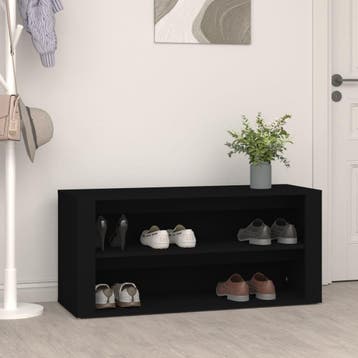 vidaXL Schoenenrek 100x35x45 cm bewerkt hout zwart, Verzenden, Nieuw
