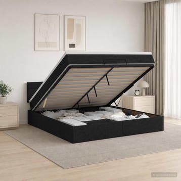vidaXL Ottoman bed met matras met hoofdeinde Zwart 140 x 200, Verzenden, Nieuw, Zwart