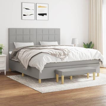 vidaXL Boxspring met matras stof lichtgrijs 180x200 cm, Eenpersoons, Verzenden, Nieuw, 80 cm