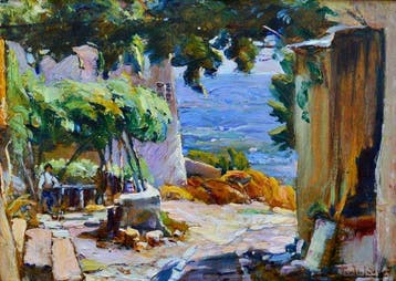 Paul Levere (1875-1949) - La terrasse du pêcheur en bord de