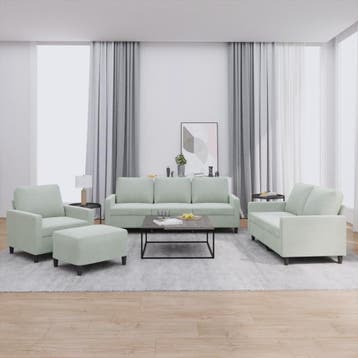 vidaXL 4-delige Loungeset met kussens fluweel lichtgrijs, Verzenden, Nieuw, Vierpersoons of meer, Stof