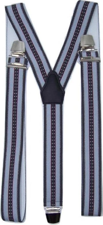 Bretels Antraciet/Rood/Wit gestreept met extra sterke clips, Verzenden, Nieuw