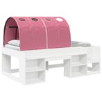 vidaXL Bedframe met tunnel met plank Wit en Roze 98.5 x 200, Verzenden, Nieuw, Wit, Hout